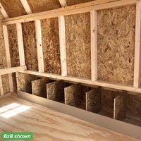6x8 gambrel barn coop interior nesting boxes