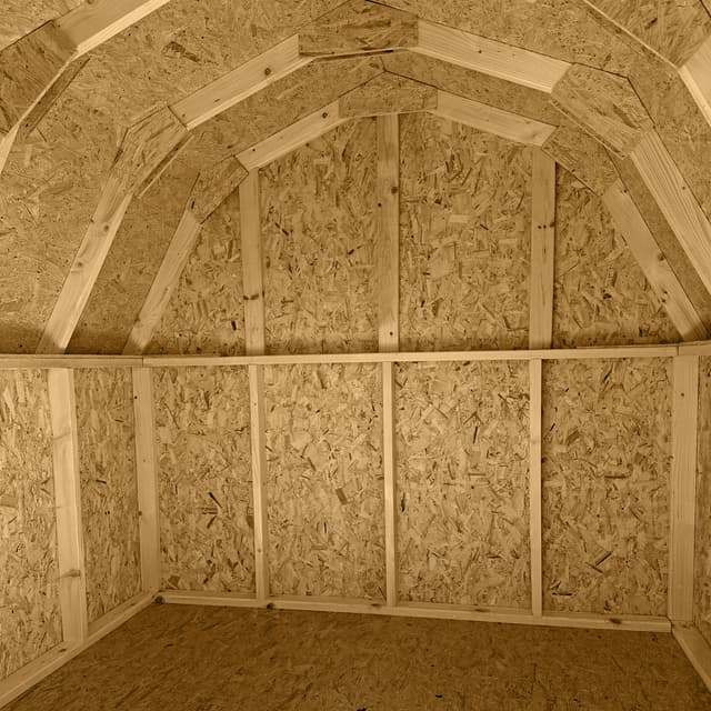 Interior of Value Gambrel Barn 4' Sidewalls