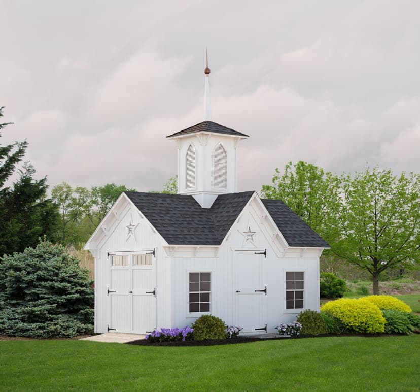 Star barn in a lawn.