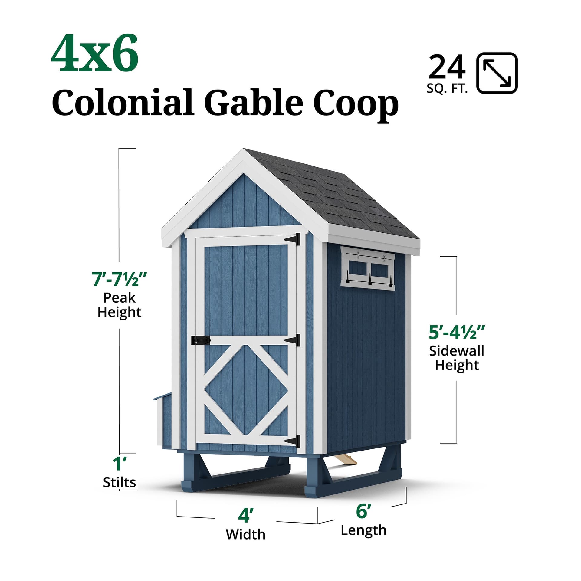 Colonial Gable Coop dimensions