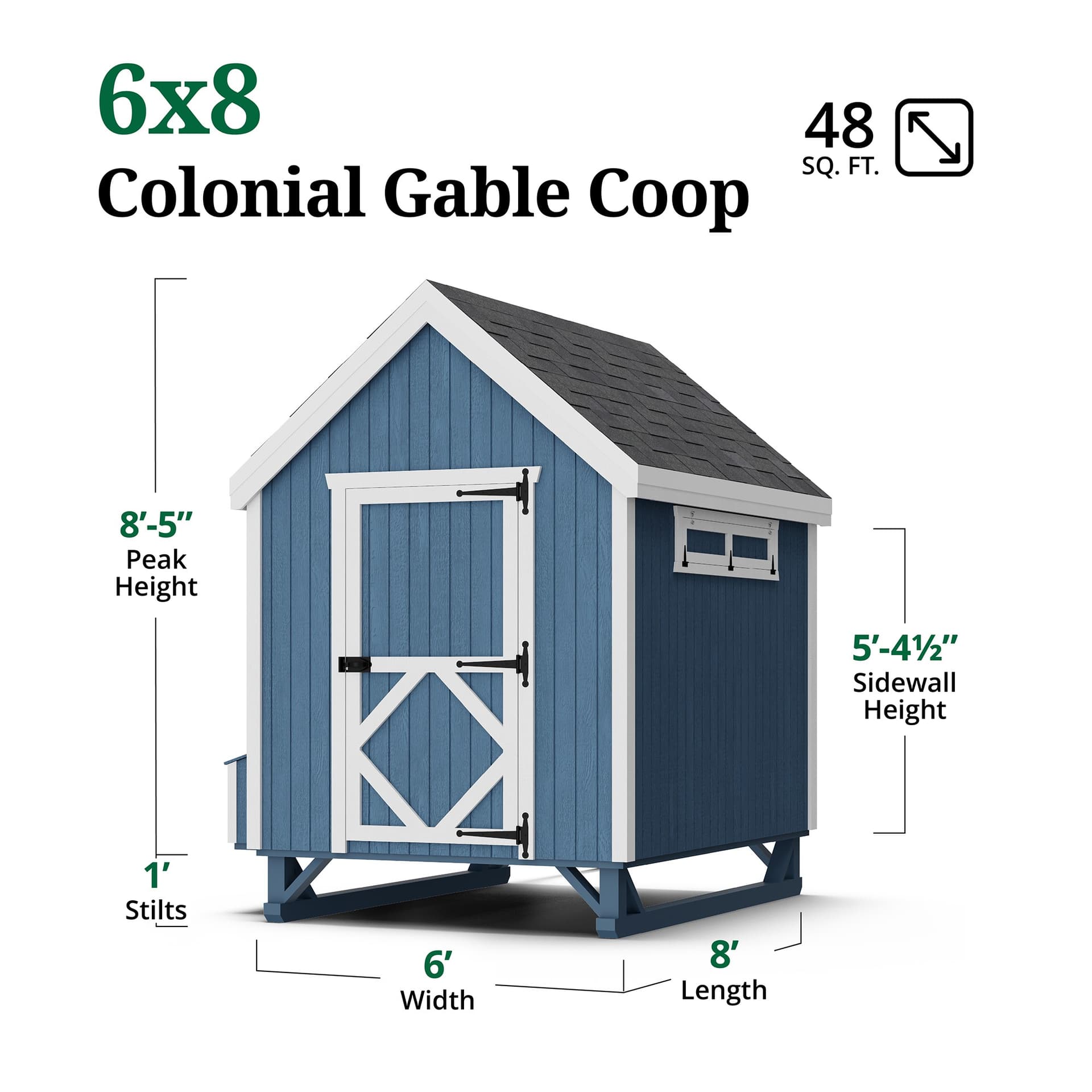 Colonial Gable Chicken Coop dimensions