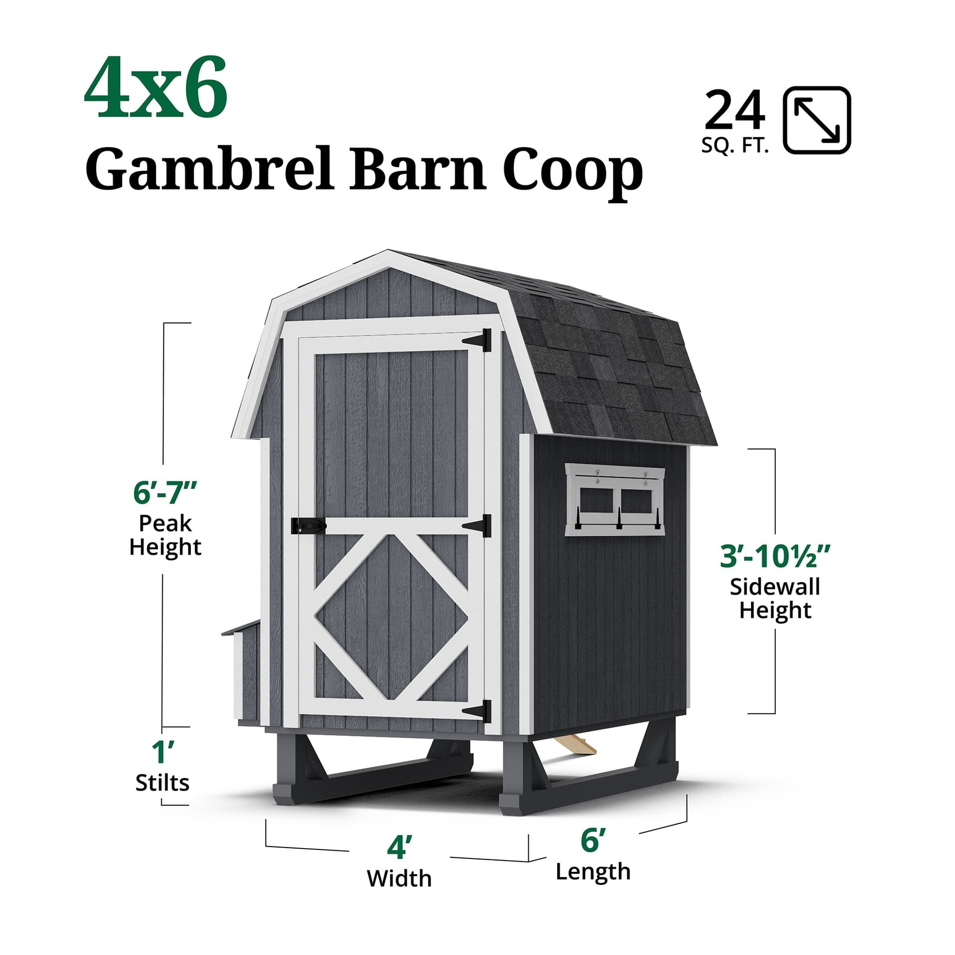 Gambrel Barn Coop dimensions