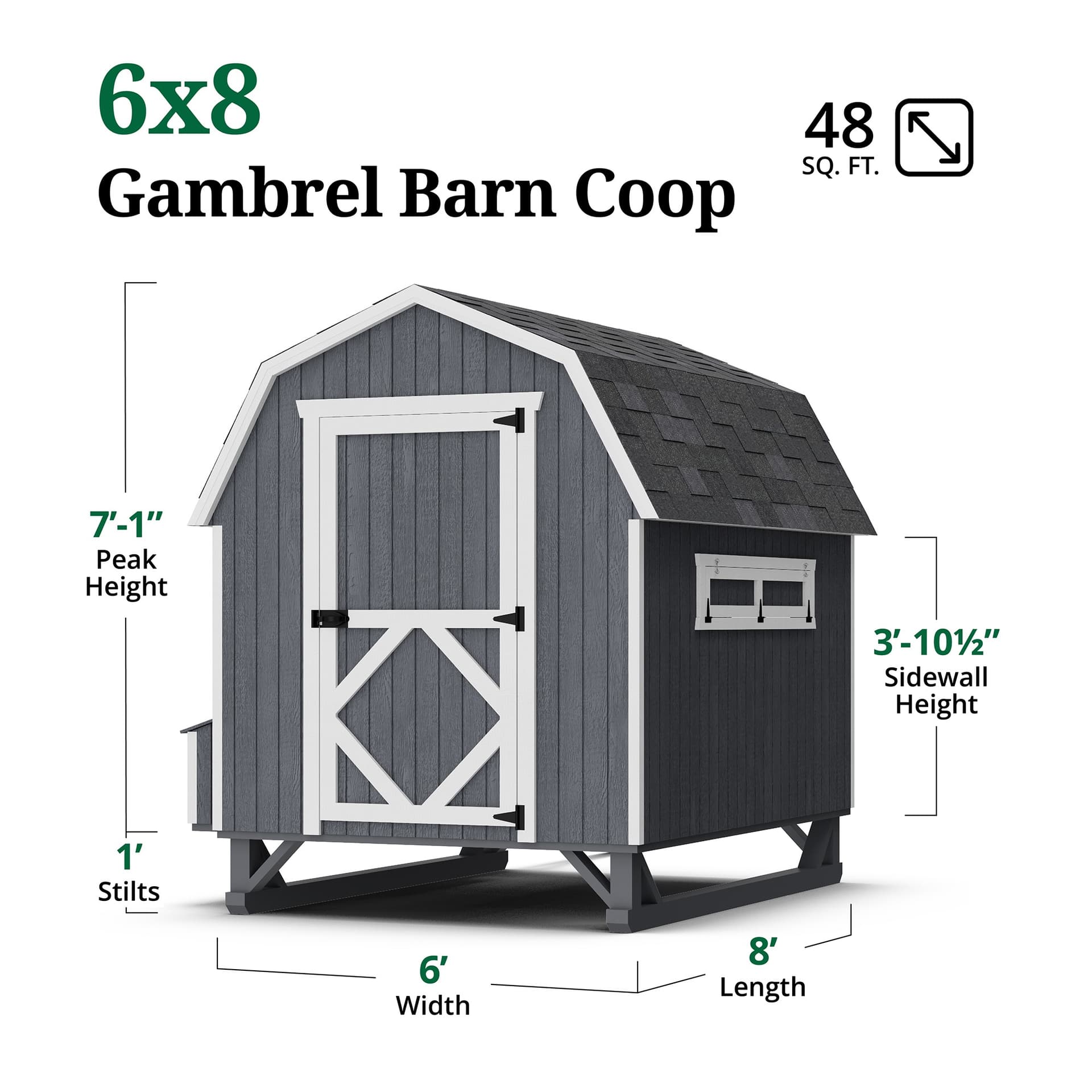 Gambrel Barn Chicken Coop dimensions
