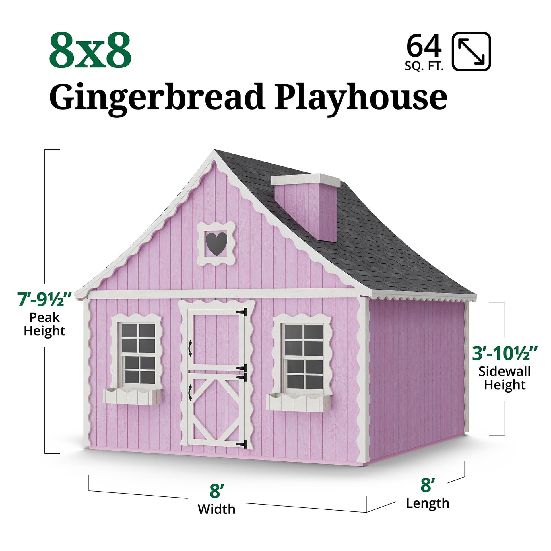 Gingerbread Cottage Playhouse dimensions