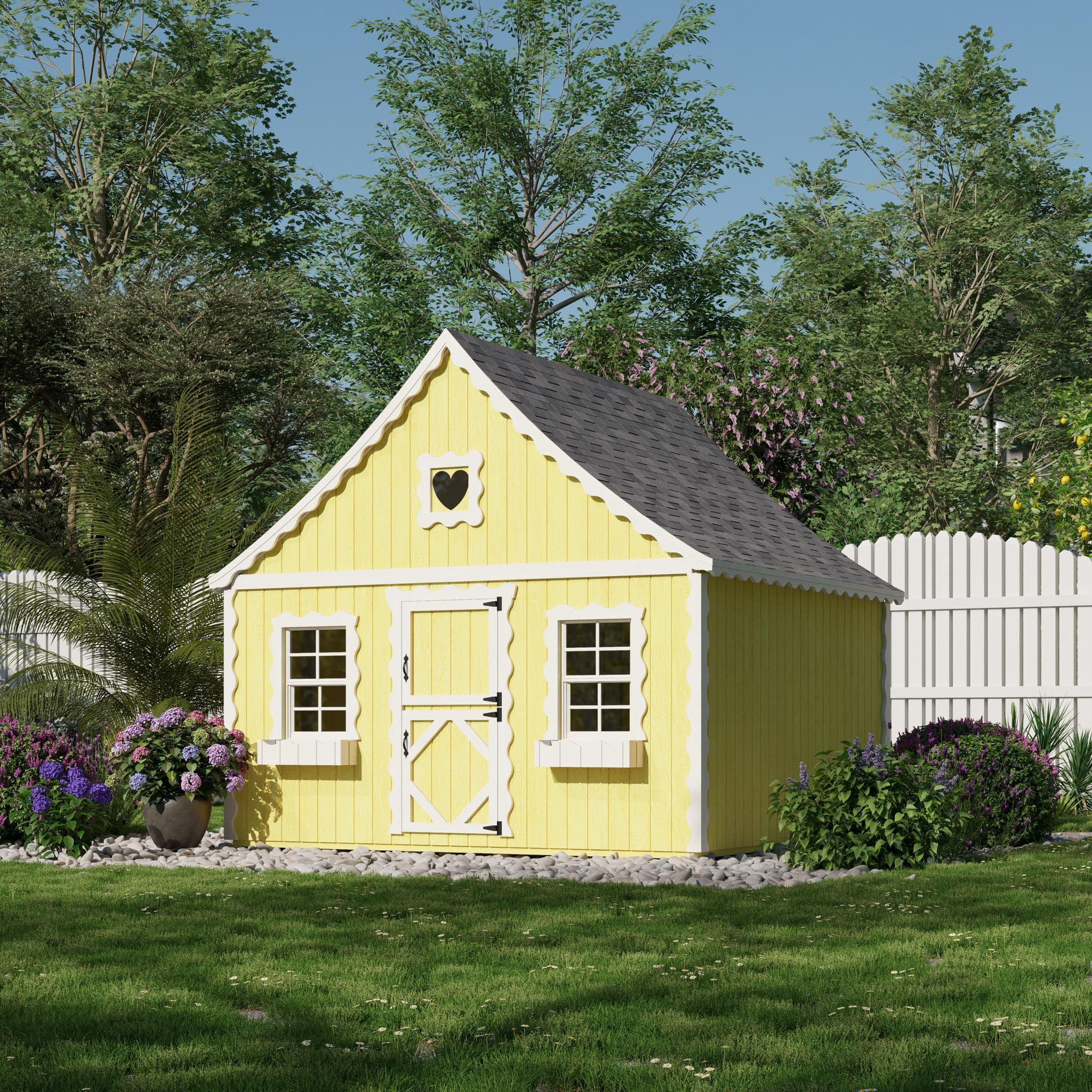 Gingerbread Cottage Playhouse lifestyle