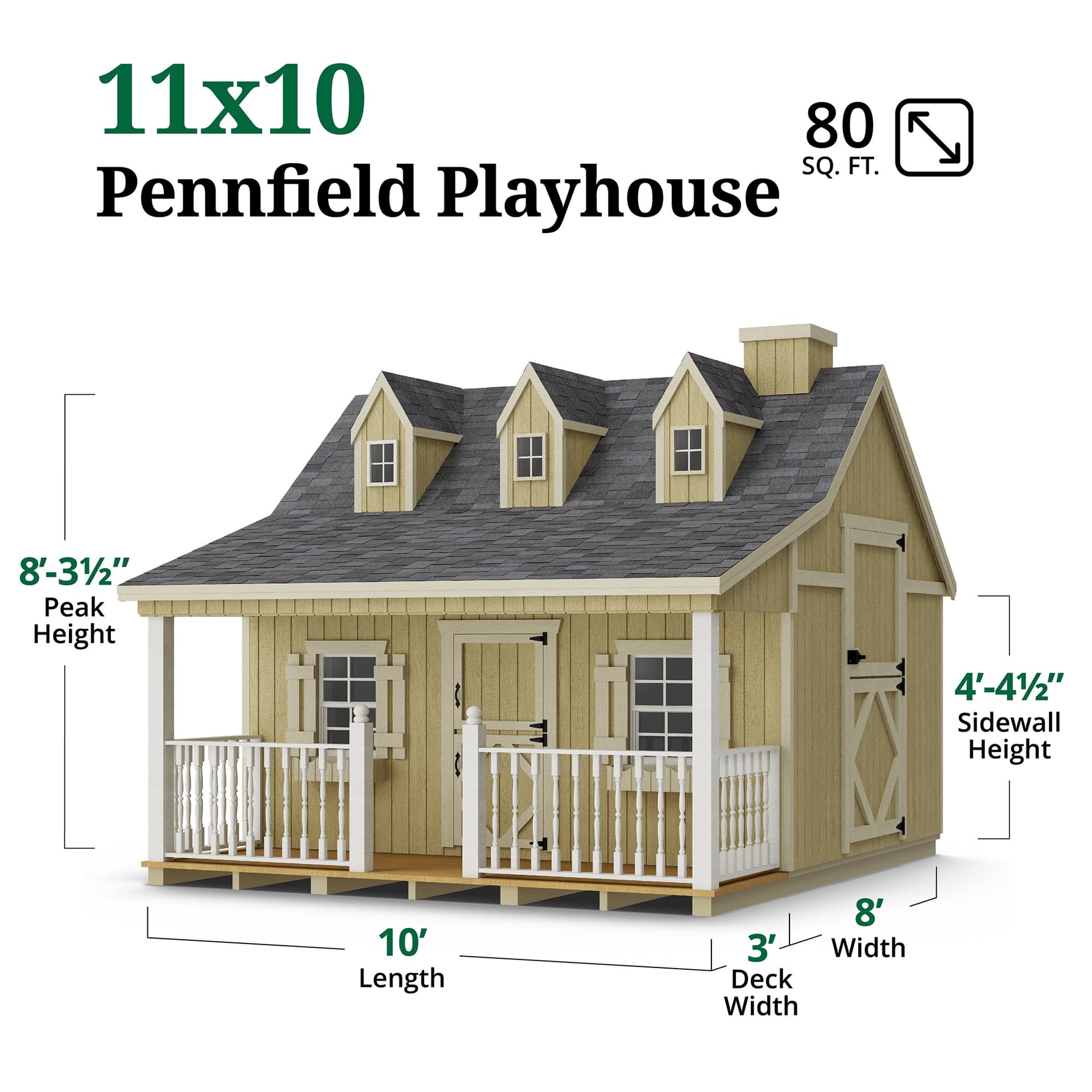Pennfield Cottage Playhouse with Porch dimensions
