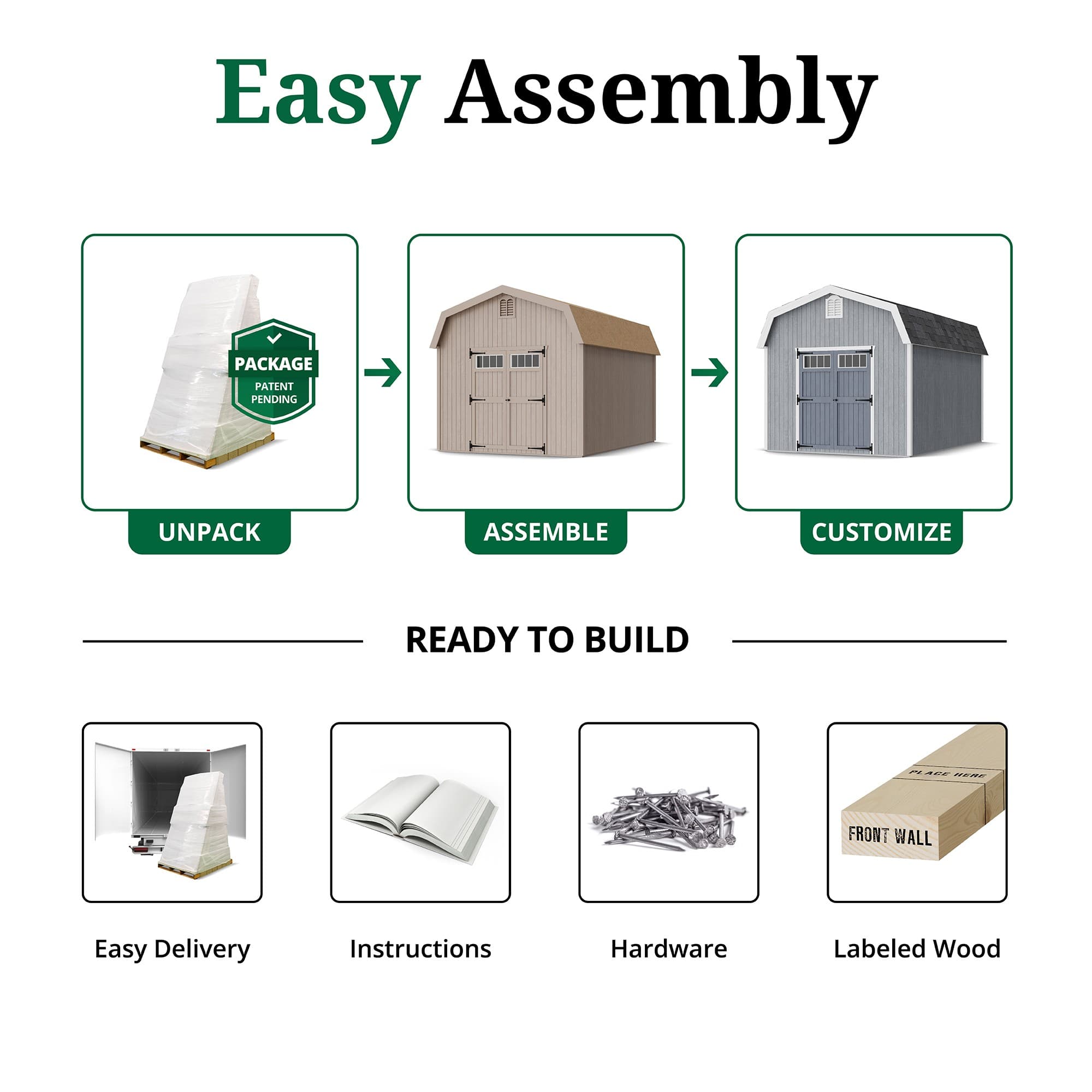 Colonial Woodbury easy assembly graphic