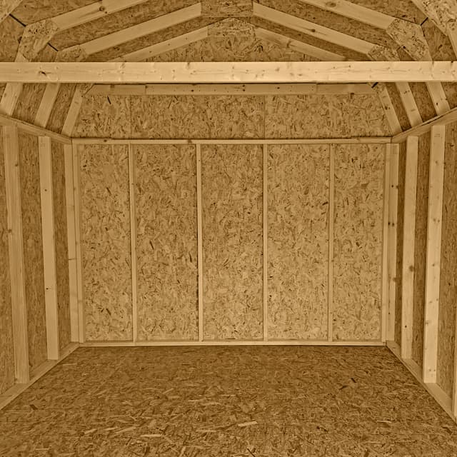 Interior of Value Gambrel Barn 6' Sidewalls with Side Entry