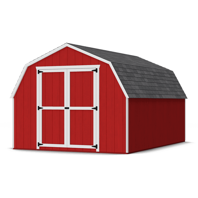 Rendering of value gambrel barn 4 sidewalls with shingles and paint.