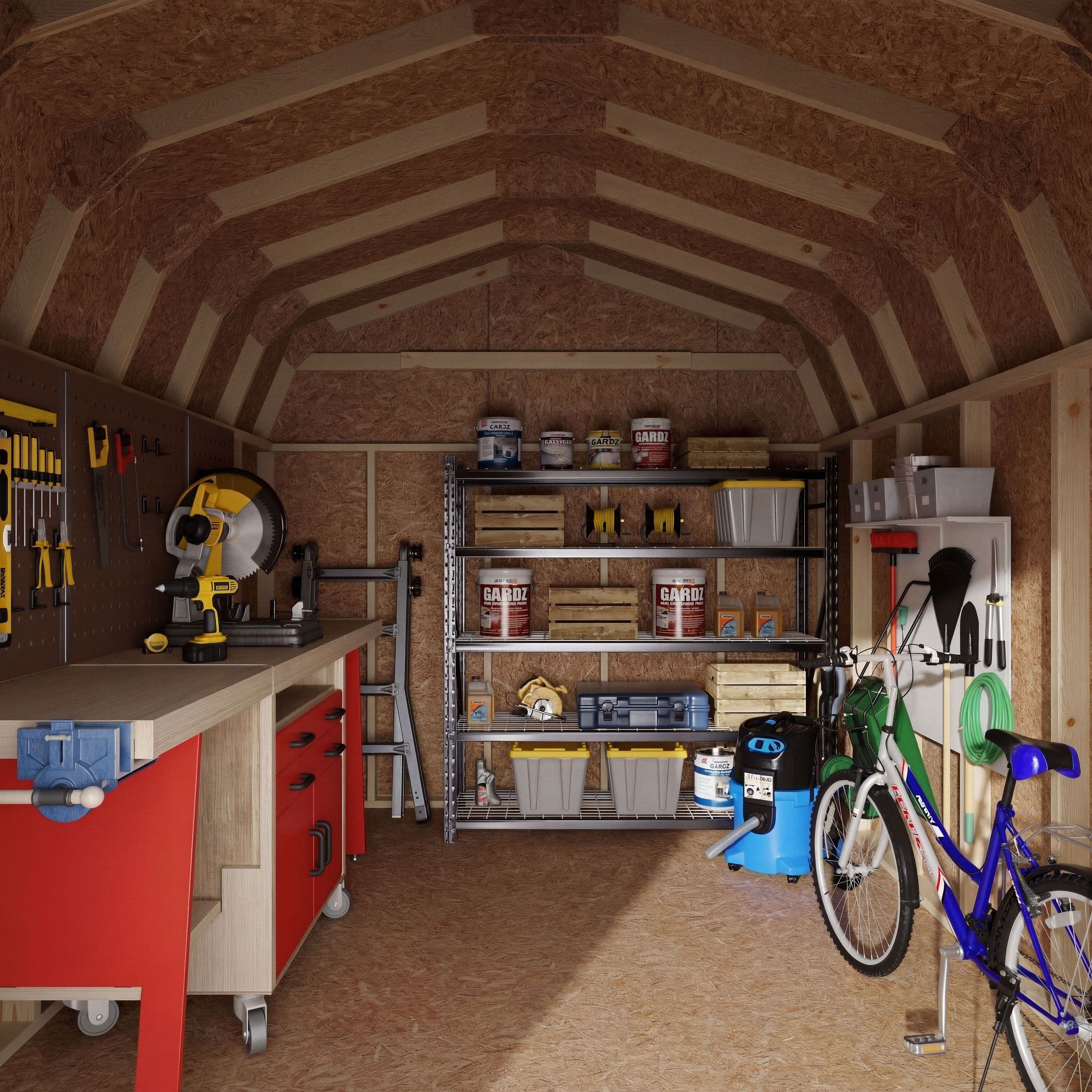 10x14 value gambrel 6' barn shed interior