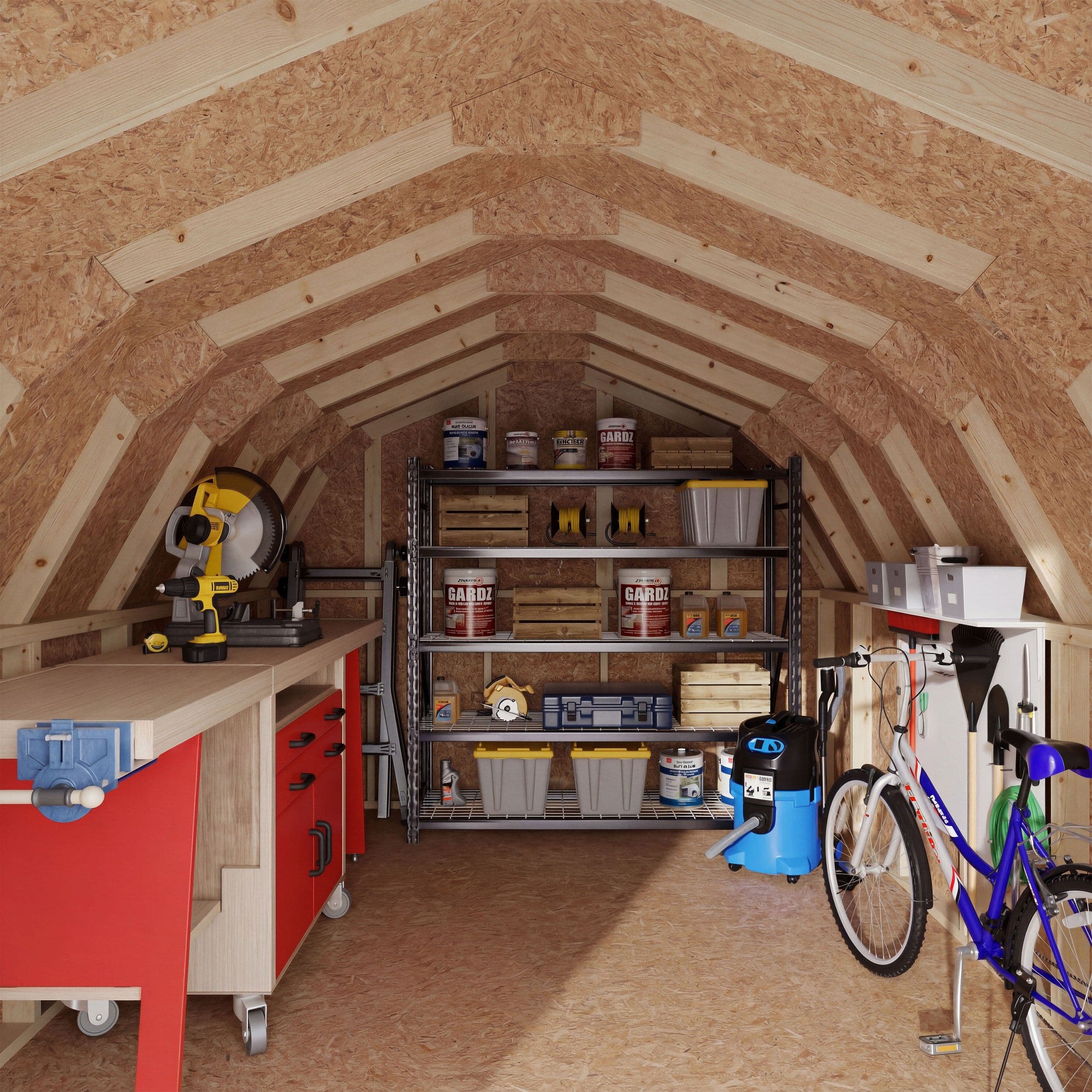 10x14 value gambrel 6' barn shed interior