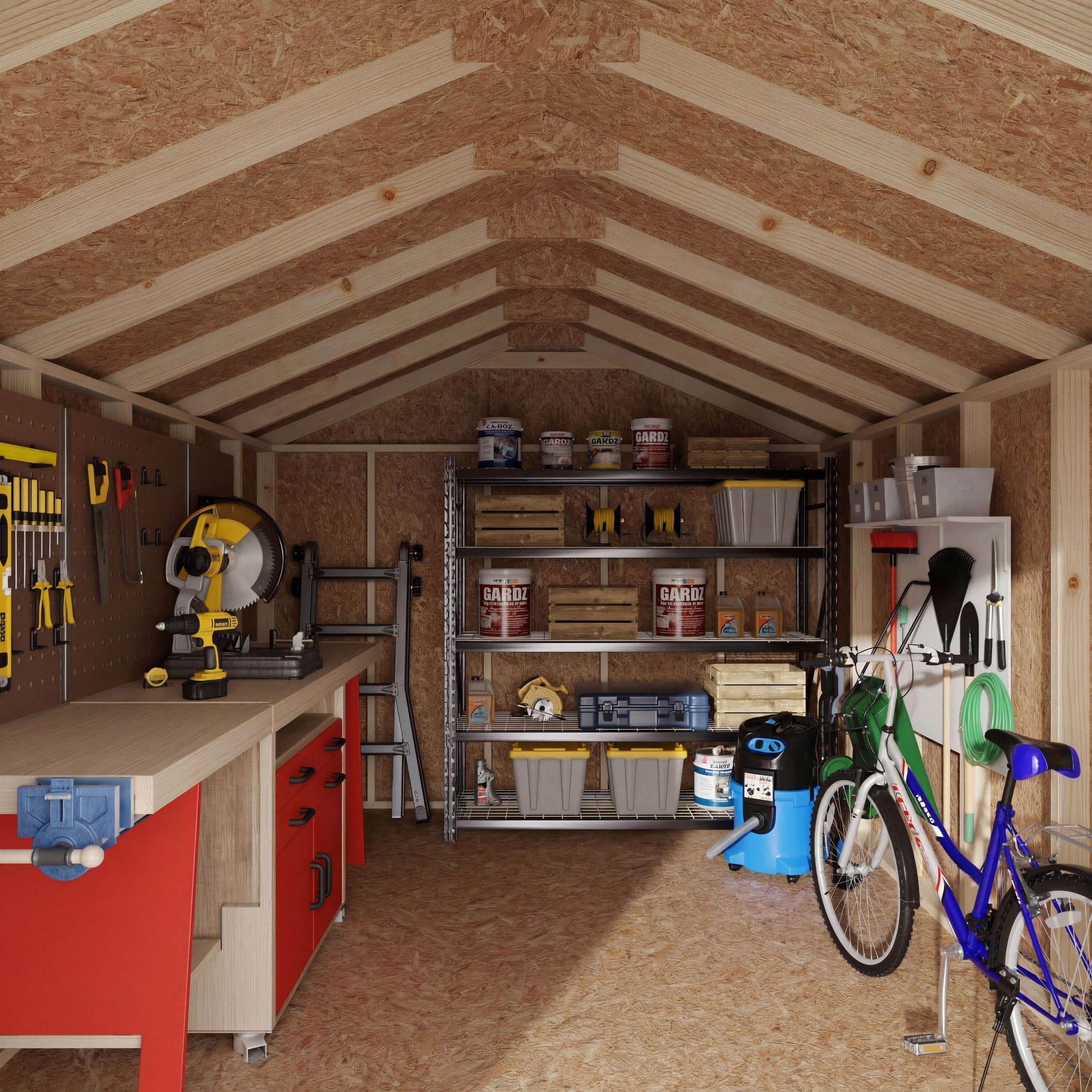 10x14 value gable shed interior