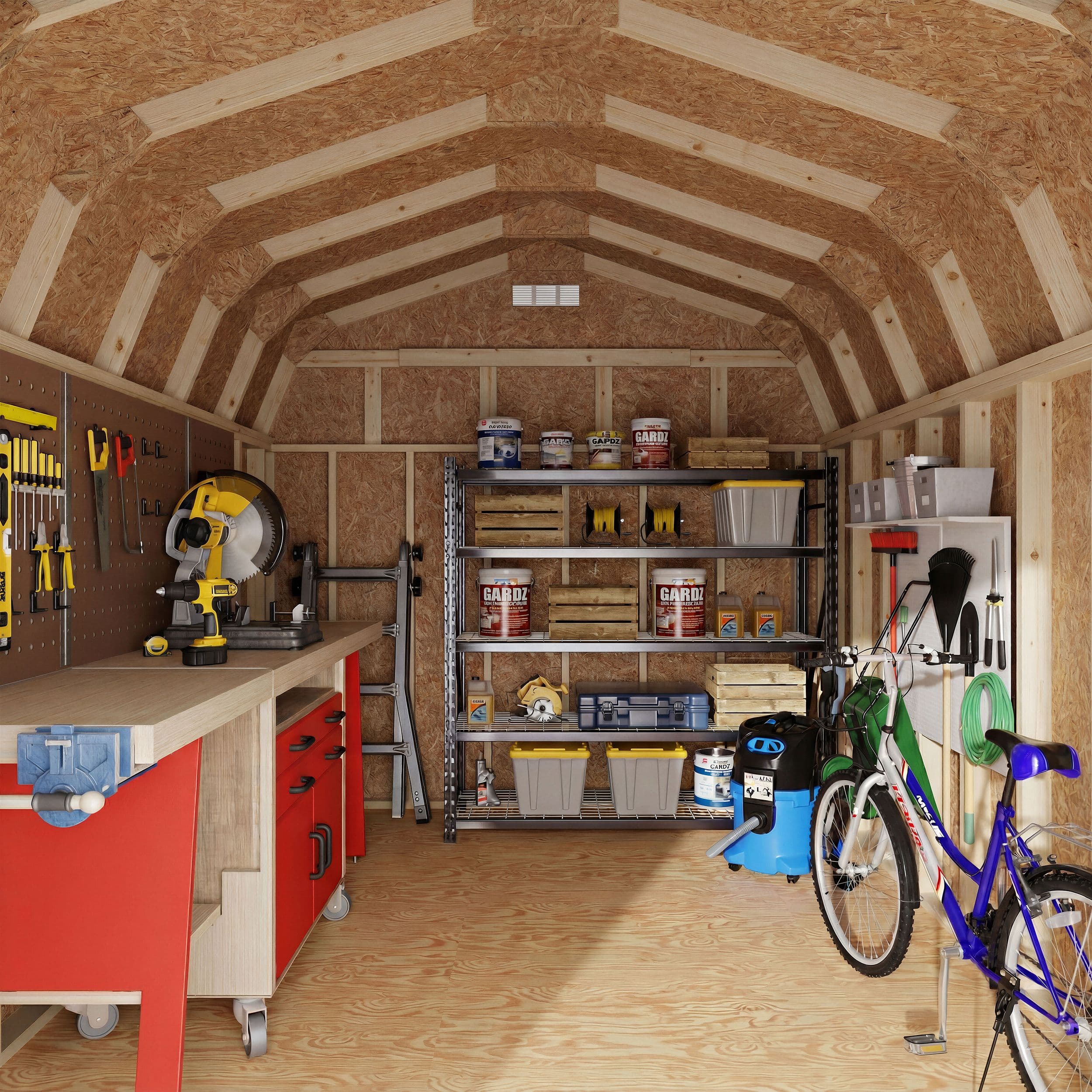 classic gambrel 6' barn shed interior