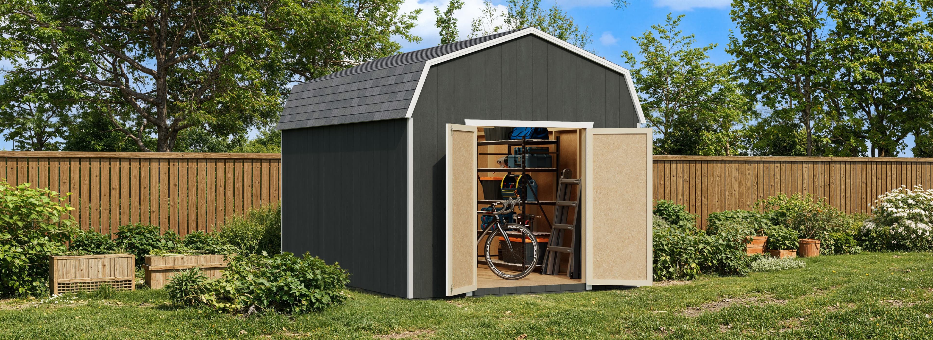 Value Gambrel 6' Barn in a backyard