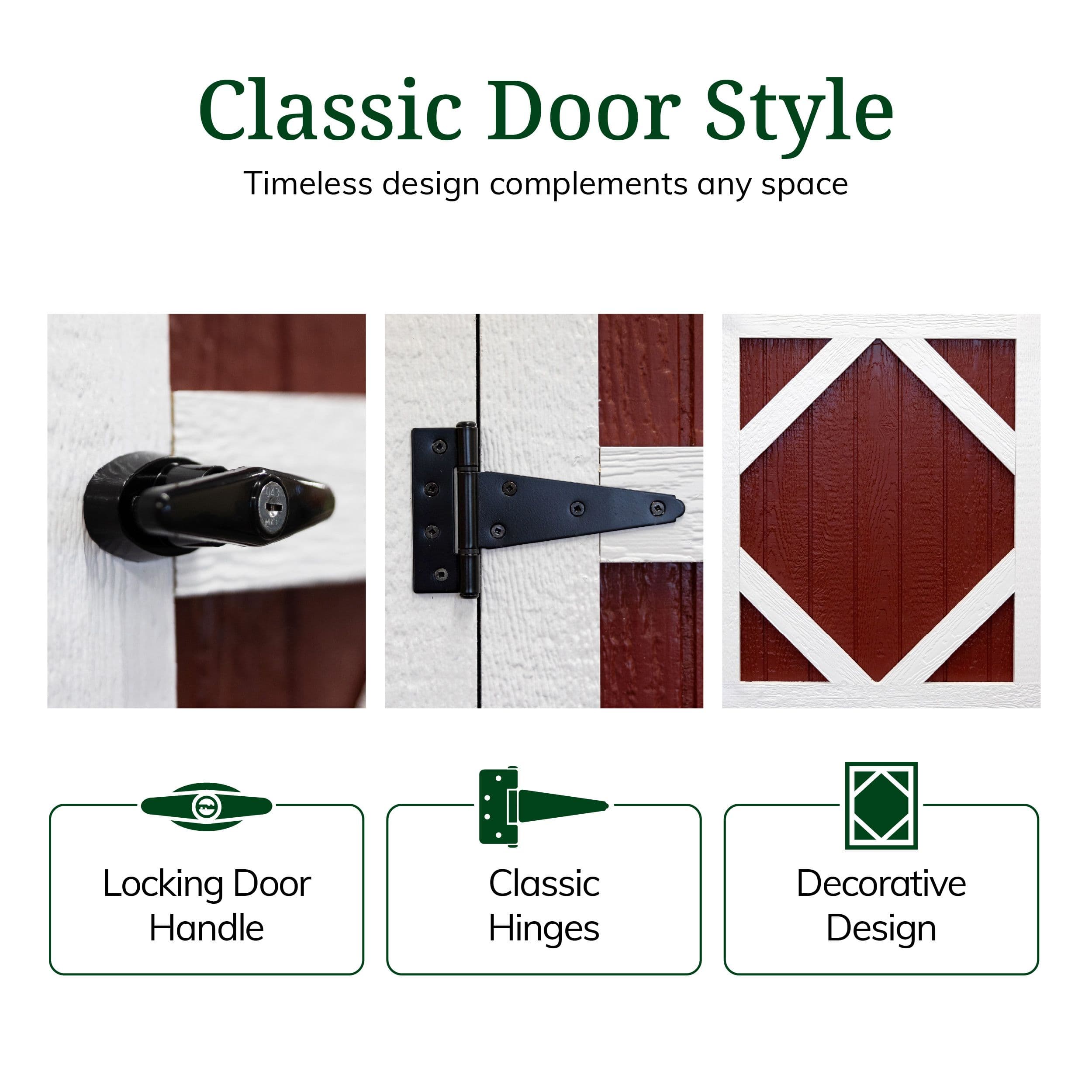 classic series sheds door style graphic