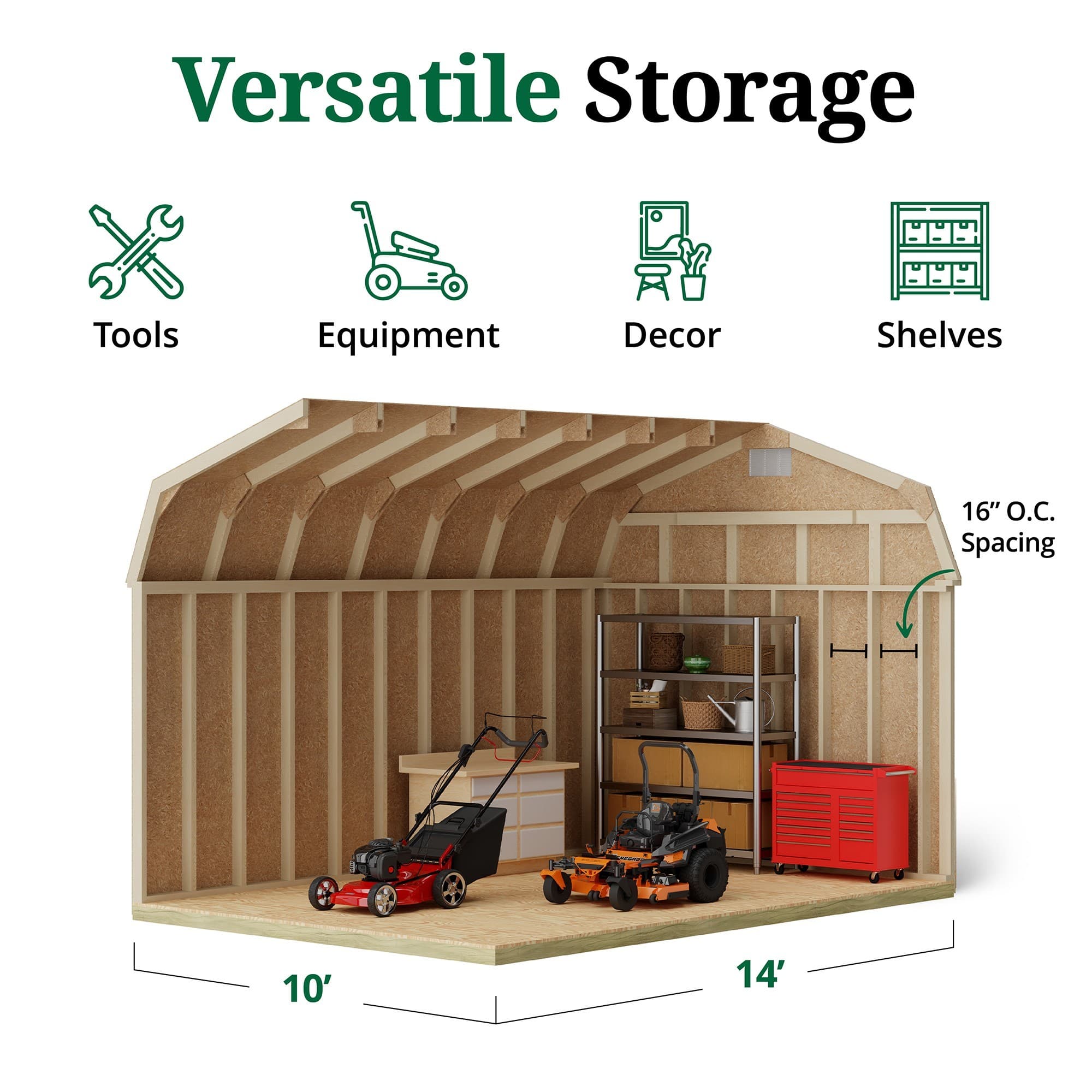 Classic Gambrel Barn 6' Sidewalls interior graphic