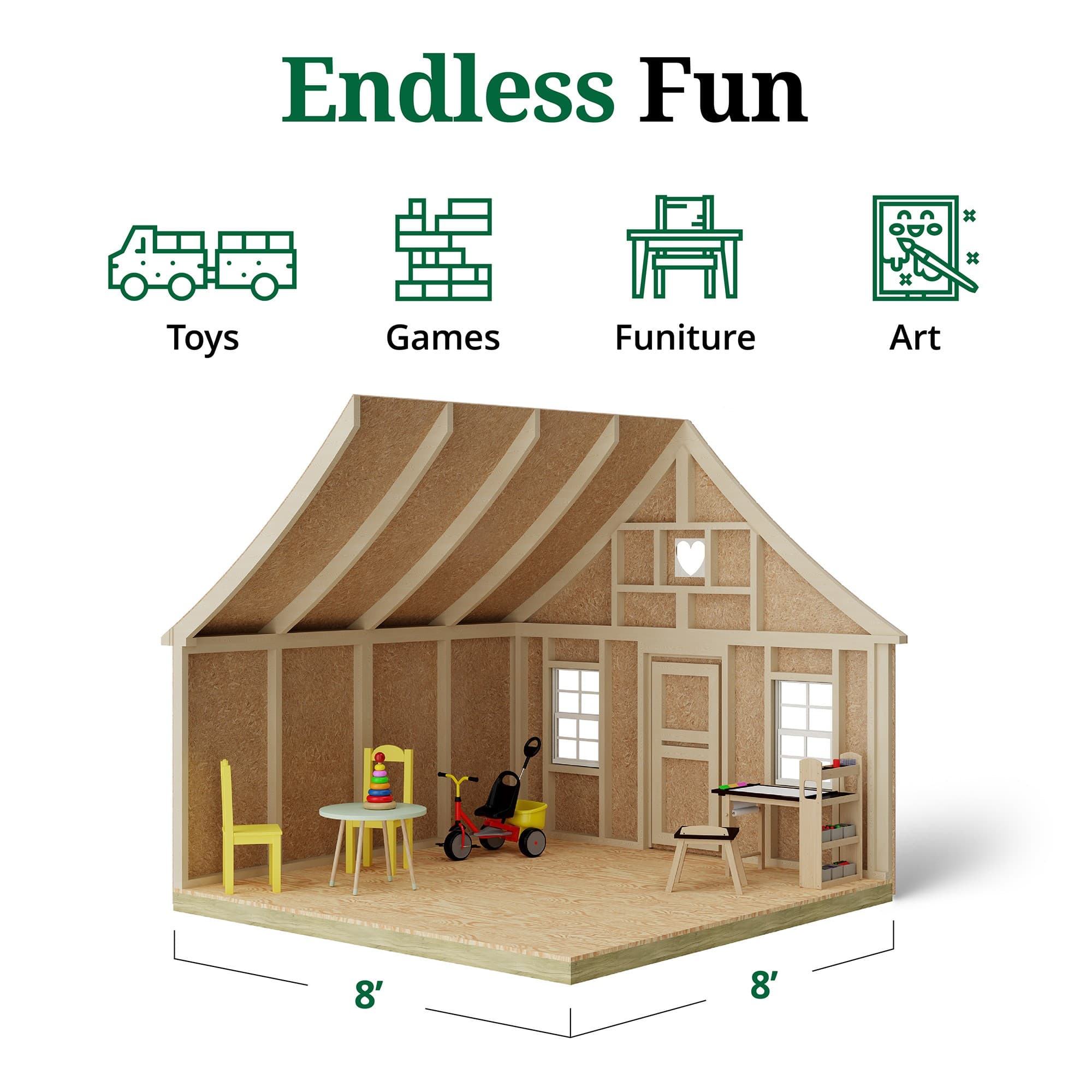 Gingerbread Cottage Playhouse interior graphic