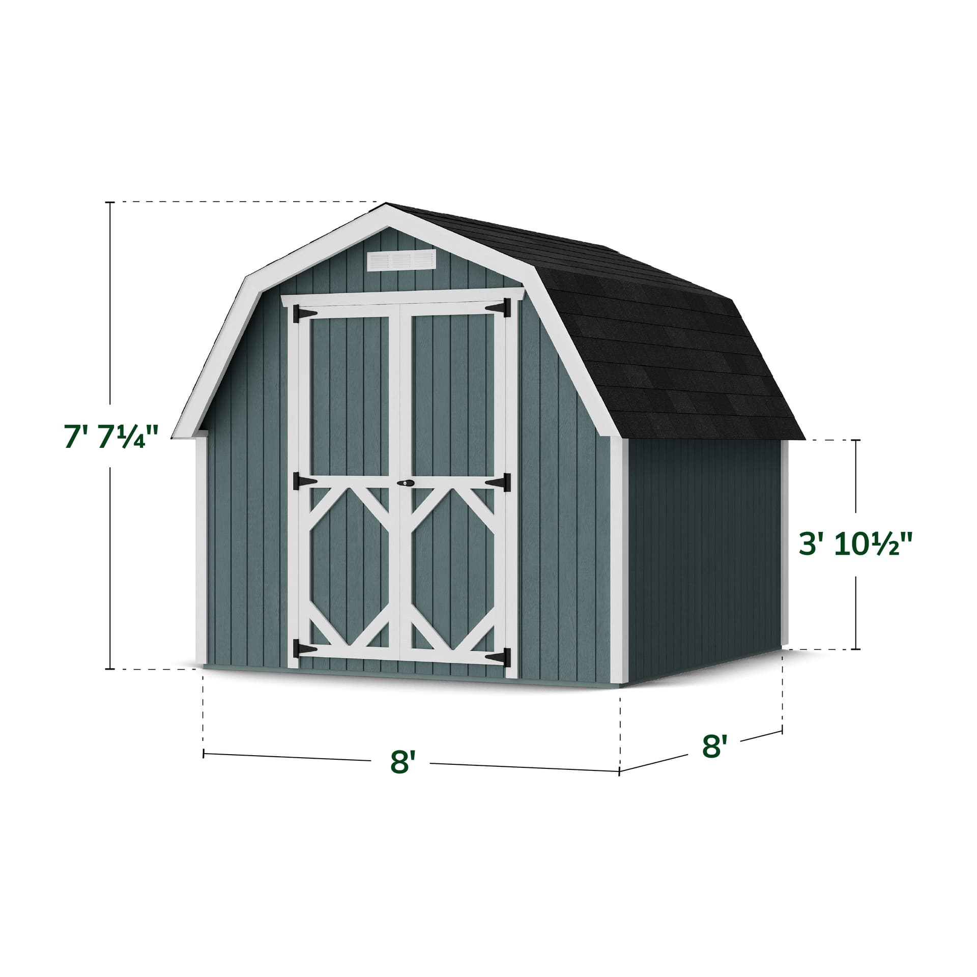 Classic Gambrel 4' Barn Shed dimensions