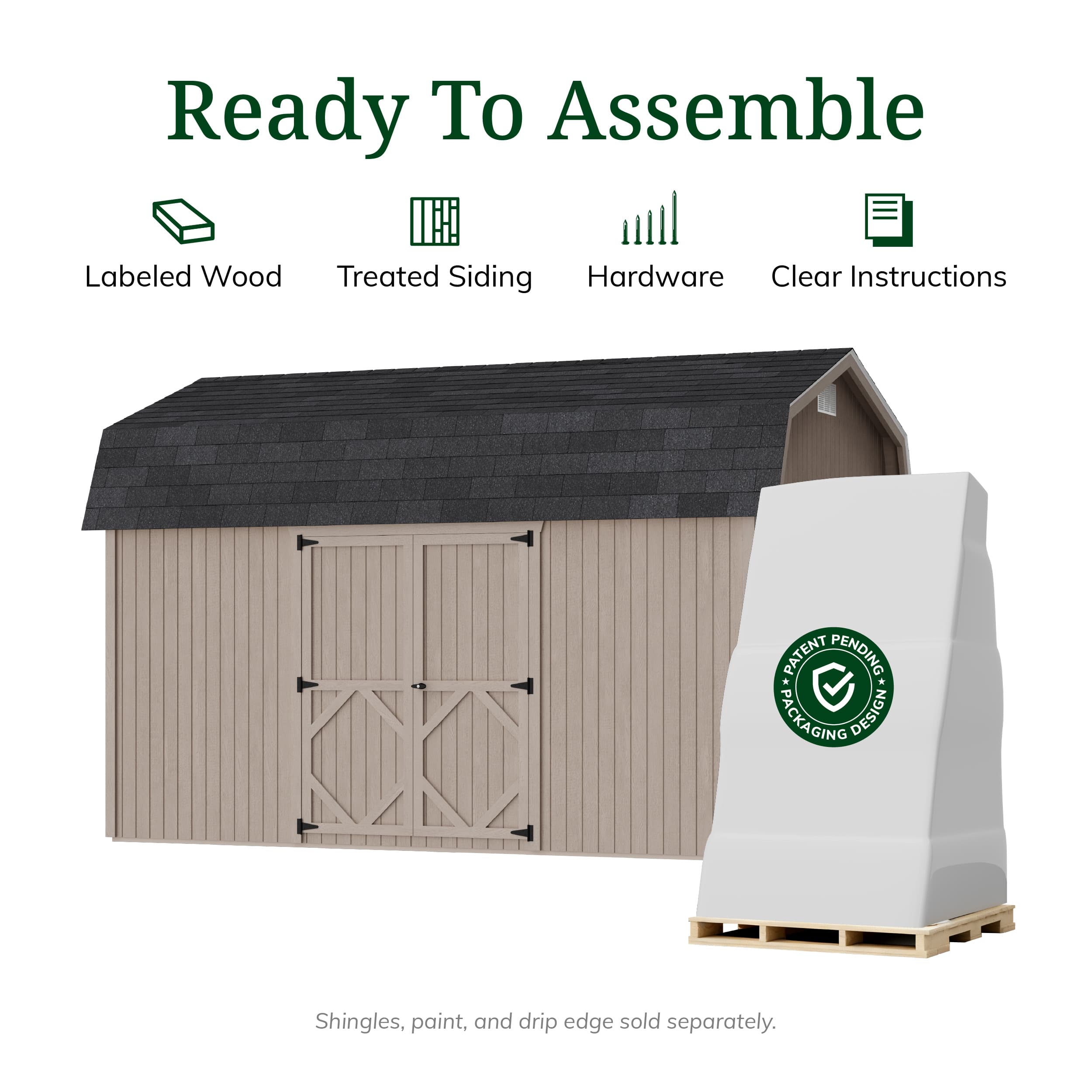 Classic Gambrel 6' Barn Shed with Side Entry