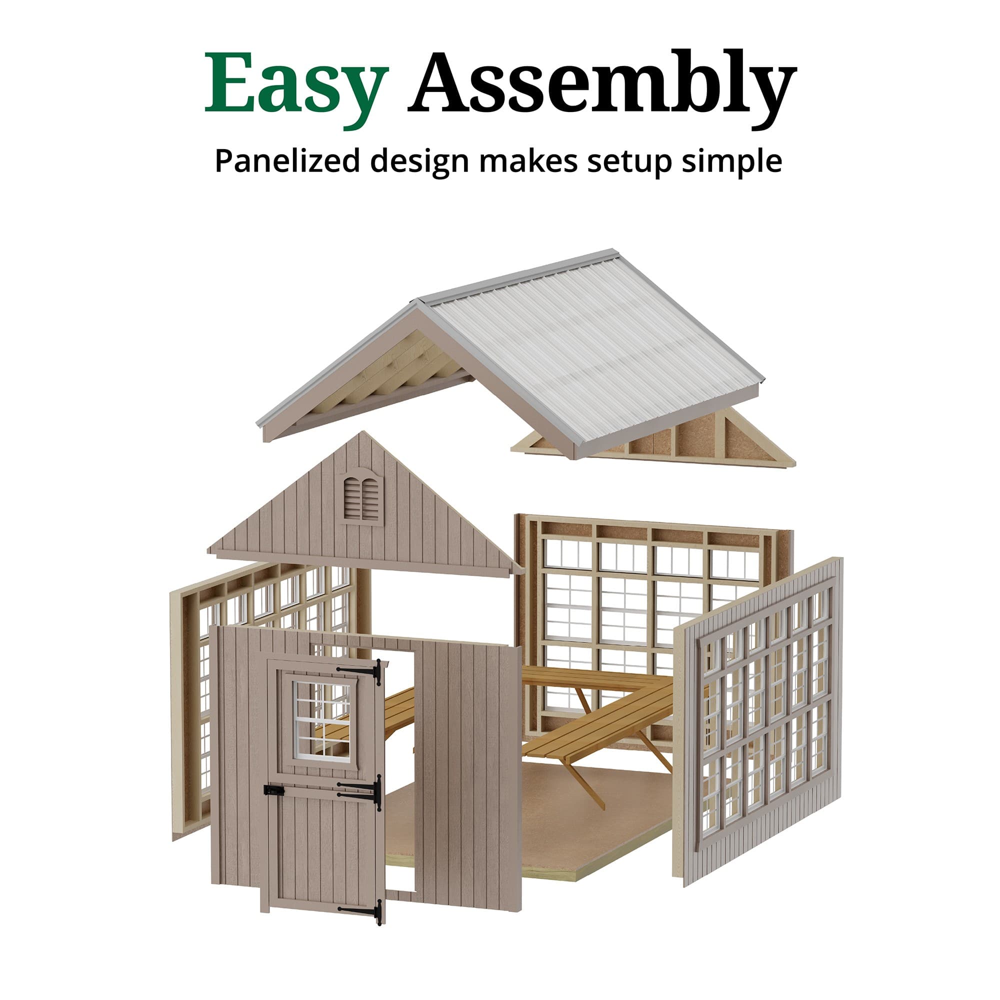 Colonial Gable Greenhouse easy assembly graphic