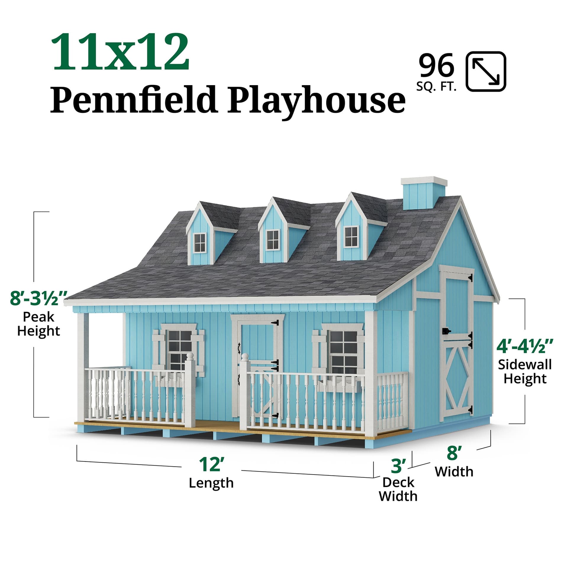 Pennfield Cottage Playhouse with Porch dimensions