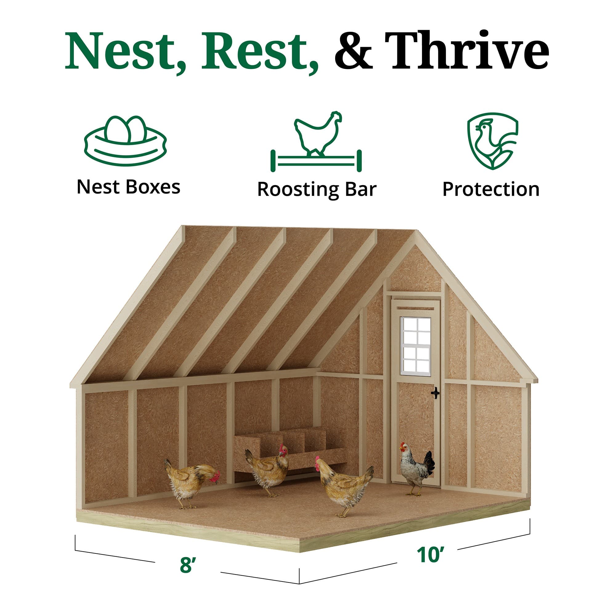 Value A-Frame Chicken Coop interior graphic