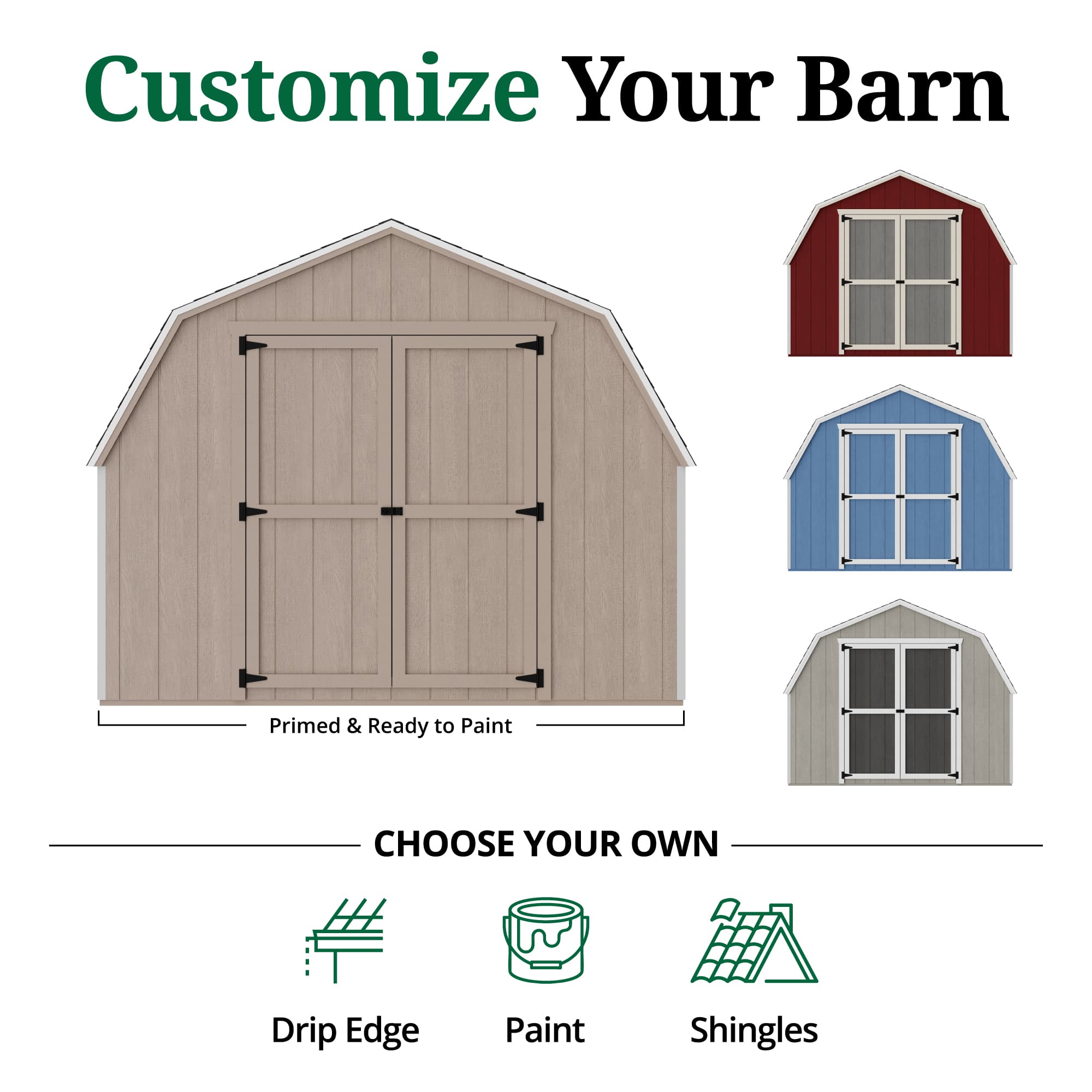 Value Gambrel Barn 4' Sidewalls customize graphic