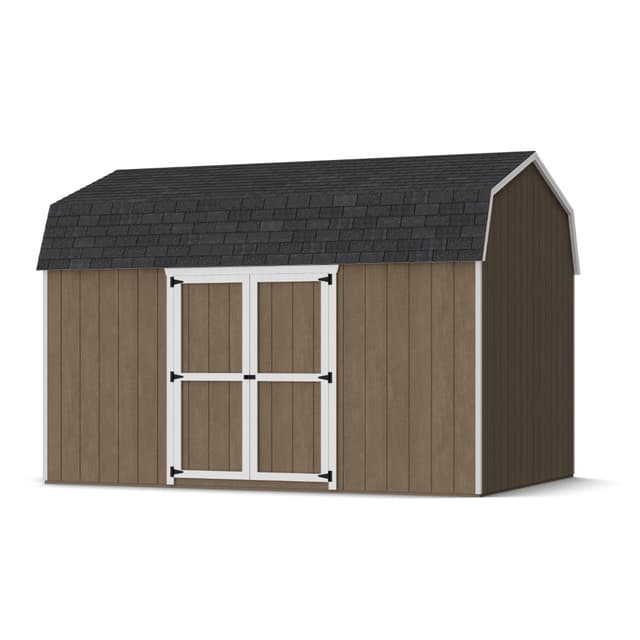 Rendering of value gambrel barn 6 sidewalls with side entry with shingles and paint.