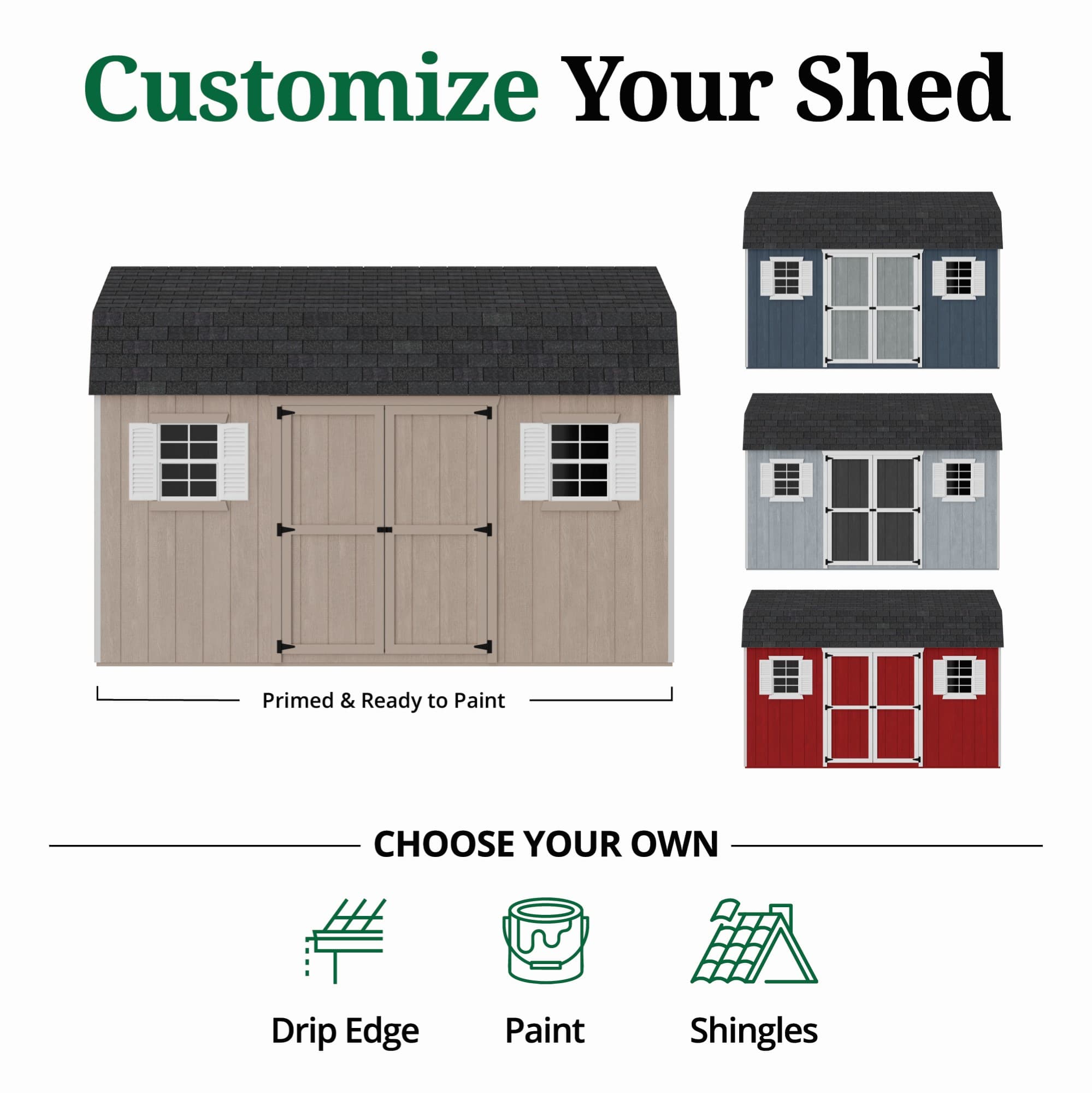Value Gambrel Workshop Shed customize graphic