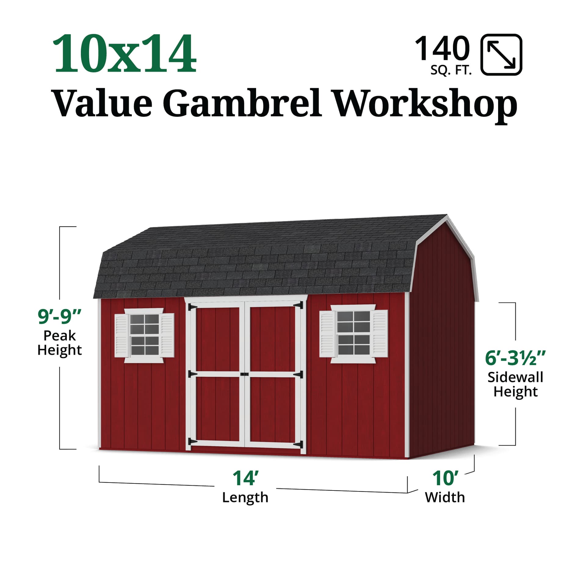 Value Gambrel Workshop Shed dimensions