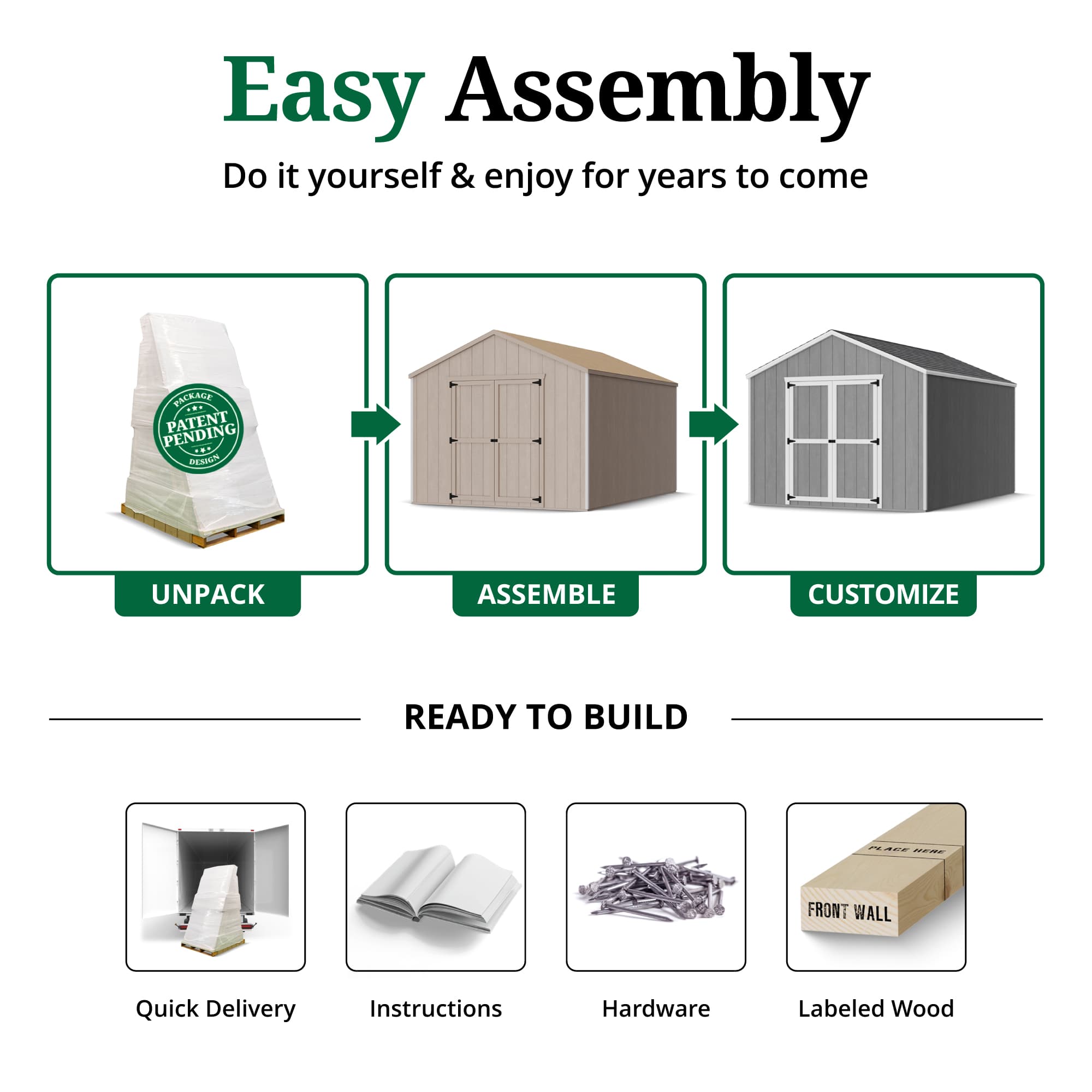 Value Gable Shed easy assembly graphic