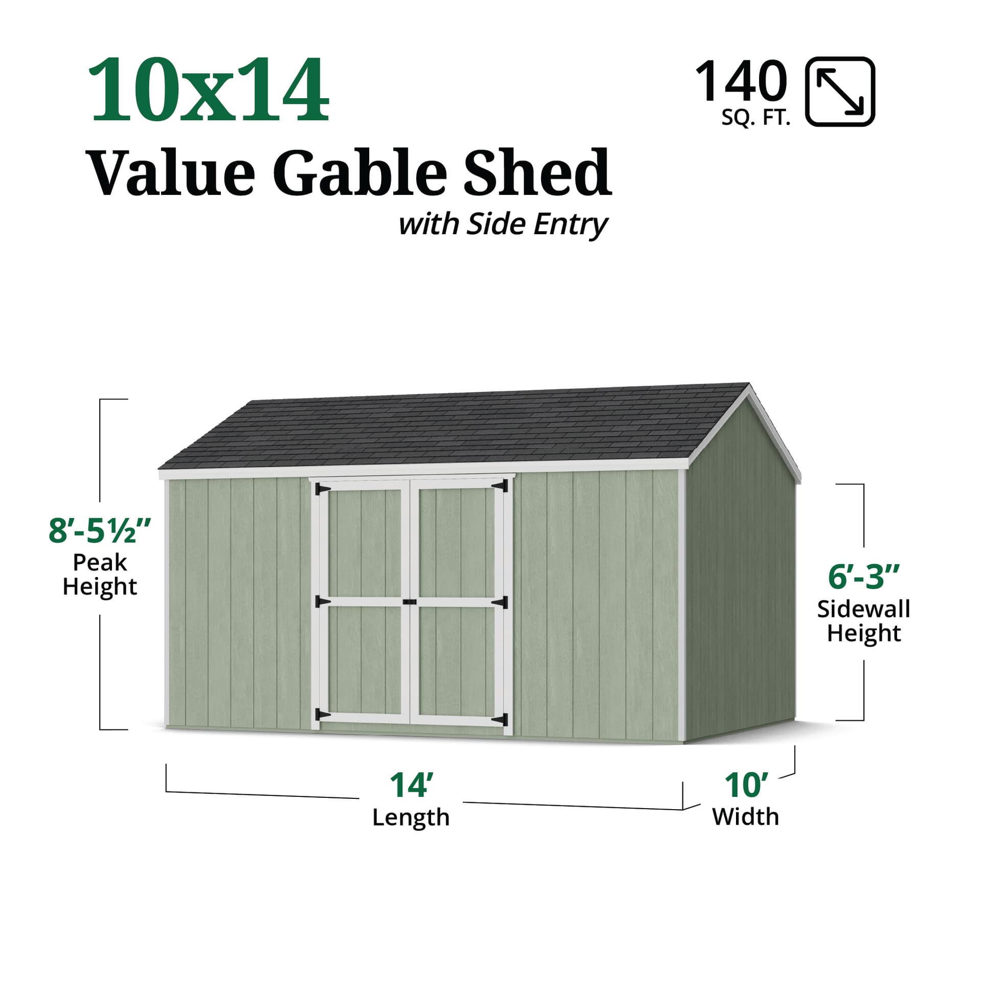 Value Gable Shed with Side Entry dimensions