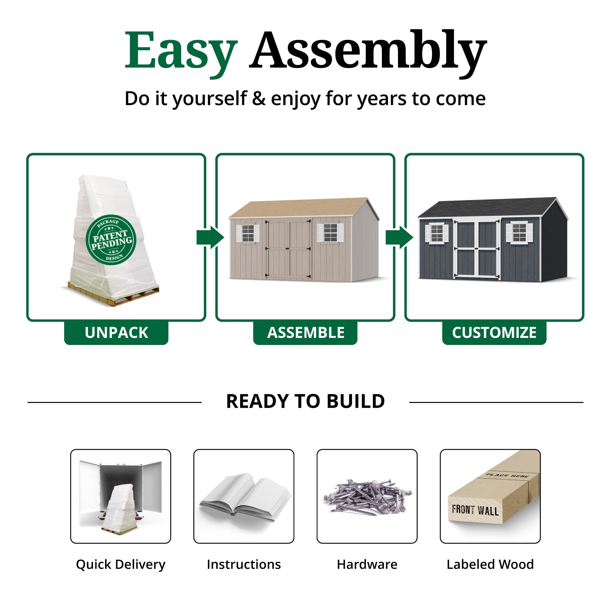 Value Workshop Shed easy assembly graphic