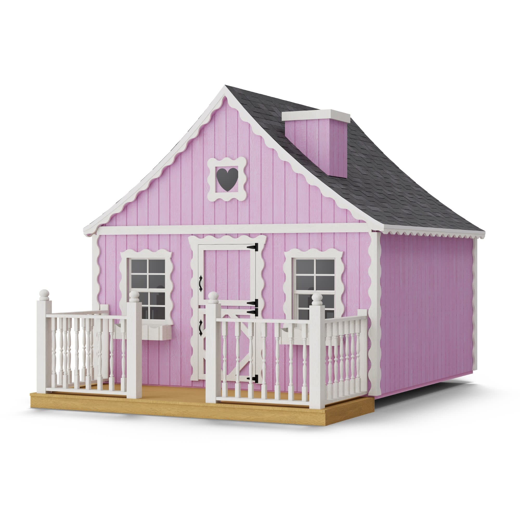 Gingerbread Cottage Playhouse main variant with deck & rail