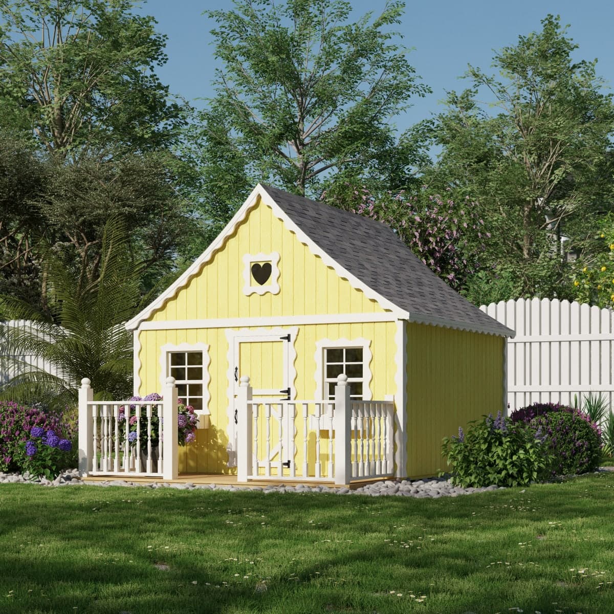 Gingerbread Cottage Playhouse lifestyle